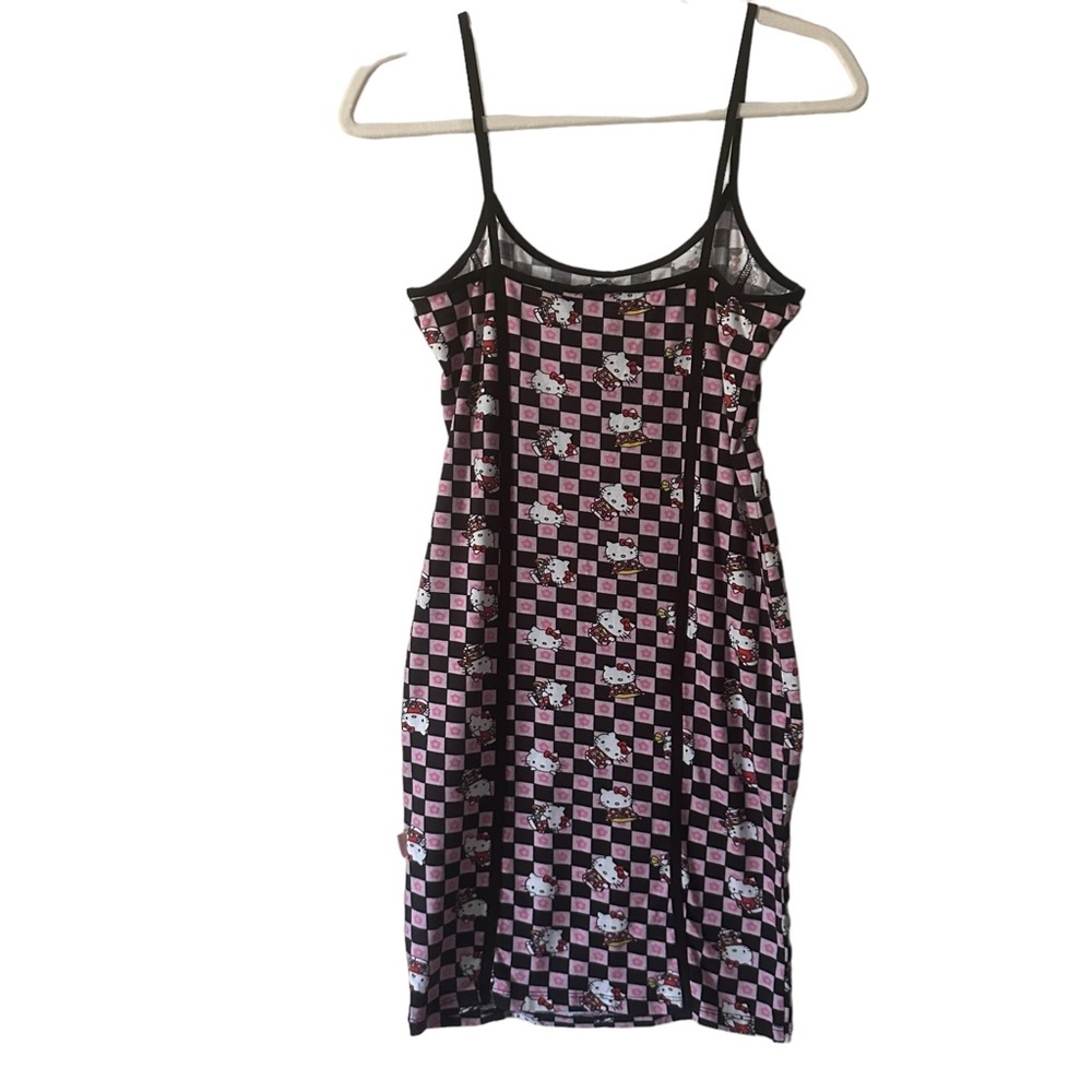 Hello Kitty x NGOrder Checkerboard Bodycon Dress Black Pink Size US 6 - Picture 3 of 9